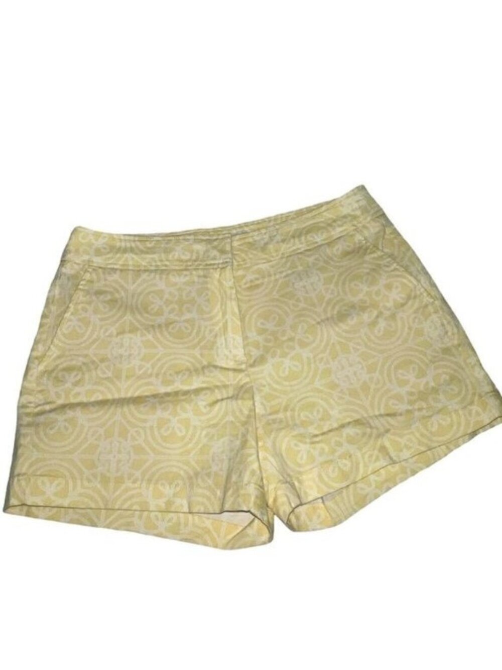Juniper + Lime Yellow and White Geometric Cotton Shorts Size 6